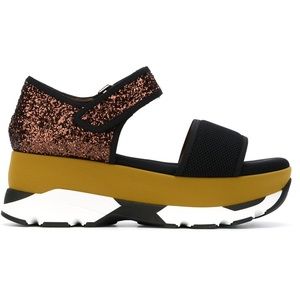 Marni Glitter Ankle Strap Platform Sandals